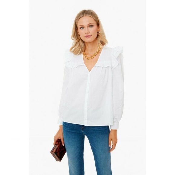 Tuckernuck Tops - NEW Tuckernuck Pomander Place White Ellianna Ruffle Blouse Size Medium